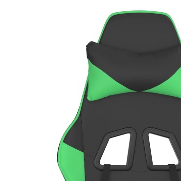 vidaXL Καρέκλα Gaming Μασάζ Υποπόδιο Μαύρο/Πράσινο από Συνθετικό Δέρμα 66x56x(120,5-131)cm 1 τεμ.