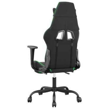 vidaXL Καρέκλα Gaming Μασάζ Υποπόδιο Μαύρο/Πράσινο από Συνθετικό Δέρμα 66x56x(120,5-131)cm 1 τεμ.