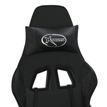 vidaXL Καρέκλα Gaming Μασάζ Υποπόδιο Μαύρο από Συνθετικό Δέρμα 67x58x(118-128)cm 1 τεμ.