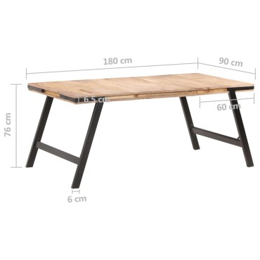 vidaXL Τραπεζαρία 180x90x76cm από Μασίφ Ξύλο Μάνγκο 1 τεμ.