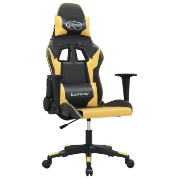 vidaXL Καρέκλα Gaming Μαύρο/Χρυσό από Συνθετικό Δέρμα 67x58x(118-128)cm 1 τεμ.