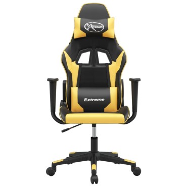 vidaXL Καρέκλα Gaming Μαύρο/Χρυσό από Συνθετικό Δέρμα 67x58x(118-128)cm 1 τεμ.