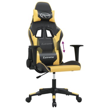 vidaXL Καρέκλα Gaming Μαύρο/Χρυσό από Συνθετικό Δέρμα 67x58x(118-128)cm 1 τεμ.