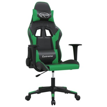 vidaXL Καρέκλα Gaming Μαύρο/πράσινο από Συνθετικό Δέρμα 67x58x(118-128)cm 1 τεμ.