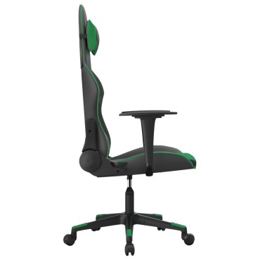 vidaXL Καρέκλα Gaming Μαύρο/πράσινο από Συνθετικό Δέρμα 67x58x(118-128)cm 1 τεμ.