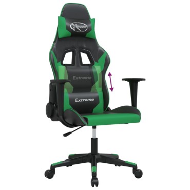vidaXL Καρέκλα Gaming Μαύρο/πράσινο από Συνθετικό Δέρμα 67x58x(118-128)cm 1 τεμ.