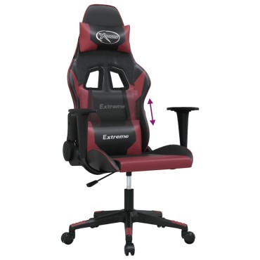 vidaXL Καρέκλα Gaming Μαύρο/Μπορντό από Συνθετικό Δέρμα 67x58x(118-128)cm 1 τεμ.