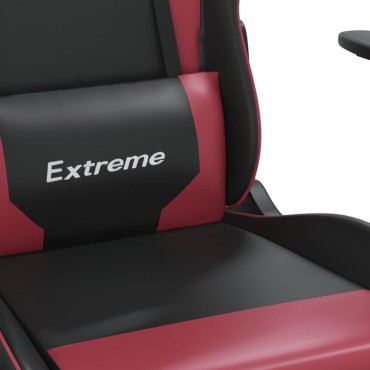 vidaXL Καρέκλα Gaming Μαύρο/Μπορντό από Συνθετικό Δέρμα 67x58x(118-128)cm 1 τεμ.