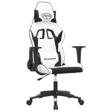vidaXL Καρέκλα Gaming Λευκό/Μαύρο από Συνθετικό Δέρμα 67x58x(118-128)cm 1 τεμ.