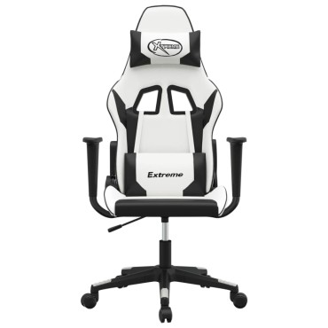 vidaXL Καρέκλα Gaming Λευκό/Μαύρο από Συνθετικό Δέρμα 67x58x(118-128)cm 1 τεμ.