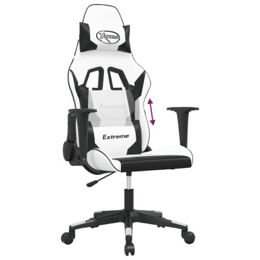 vidaXL Καρέκλα Gaming Λευκό/Μαύρο από Συνθετικό Δέρμα 67x58x(118-128)cm 1 τεμ.
