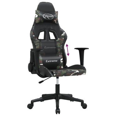 vidaXL Καρέκλα Gaming Μαύρο/Παραλλαγή από Συνθετικό Δέρμα 67x58x(118-128)cm 1 τεμ.