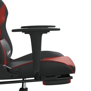 vidaXL Καρέκλα Gaming Μασάζ Υποπόδιο Μαύρο/Μπορντό από Συνθετικό Δέρμα 67x58x(118-128)cm 1 τεμ.