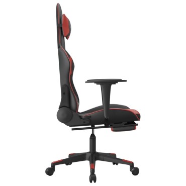 vidaXL Καρέκλα Gaming Μασάζ Υποπόδιο Μαύρο/Μπορντό από Συνθετικό Δέρμα 67x58x(118-128)cm 1 τεμ.