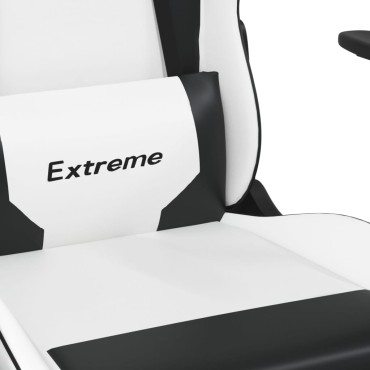 vidaXL Καρέκλα Gaming με Υποπόδιο Λευκό και Μαύρο από Συνθετικό Δέρμα 67x58x(118-128)cm 1 τεμ.