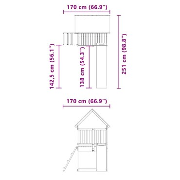 vidaXL Παιδική Χαρά Εξωτερικού Χώρου από Μασίφ Ξύλο Πεύκου