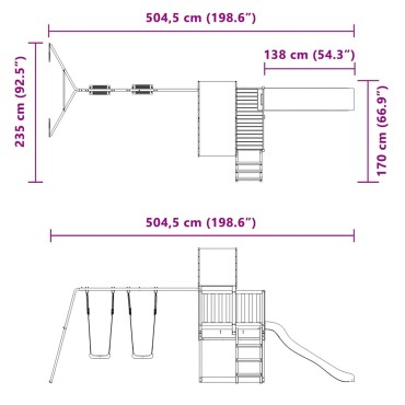 vidaXL Παιδική Χαρά Εξωτερικού Χώρου από Μασίφ Ξύλο Πεύκου