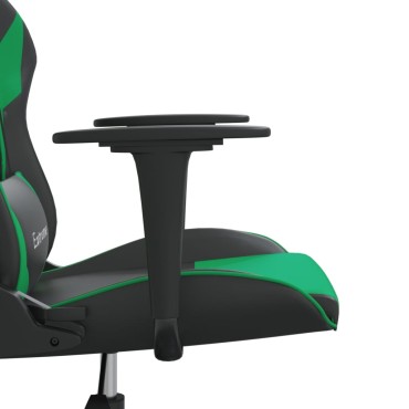 vidaXL Καρέκλα Gaming Μασάζ Μαύρο/Πράσινο από Συνθετικό Δέρμα 66,5x61x(118-127,5)cm 1 τεμ.