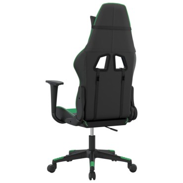 vidaXL Καρέκλα Gaming Μασάζ Μαύρο/Πράσινο από Συνθετικό Δέρμα 66,5x61x(118-127,5)cm 1 τεμ.