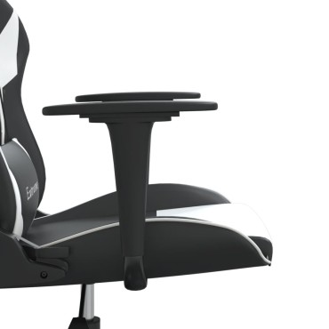 vidaXL Καρέκλα Gaming Μασάζ Ασπρόμαυρη από Συνθετικό Δέρμα 66,5x61x(118-127,5)cm 1 τεμ.