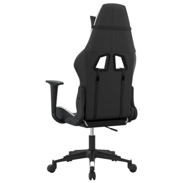 vidaXL Καρέκλα Gaming Μασάζ Ασπρόμαυρη από Συνθετικό Δέρμα 66,5x61x(118-127,5)cm 1 τεμ.