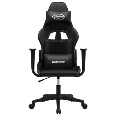 vidaXL Καρέκλα Gaming Μασάζ Μαύρη από Συνθετικό Δέρμα 66,5x61x(118-127,5)cm 1 τεμ.