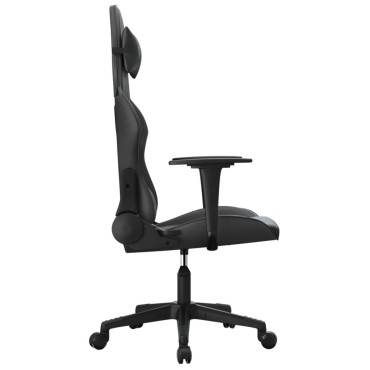 vidaXL Καρέκλα Gaming Μασάζ Μαύρη από Συνθετικό Δέρμα 66,5x61x(118-127,5)cm 1 τεμ.