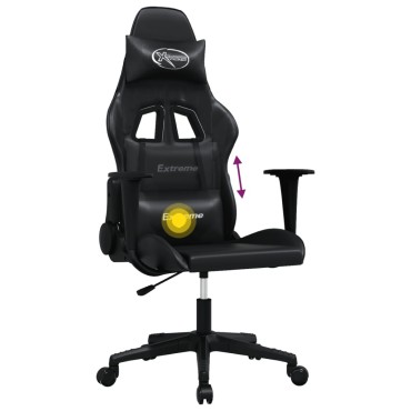 vidaXL Καρέκλα Gaming Μασάζ Μαύρη από Συνθετικό Δέρμα 66,5x61x(118-127,5)cm 1 τεμ.