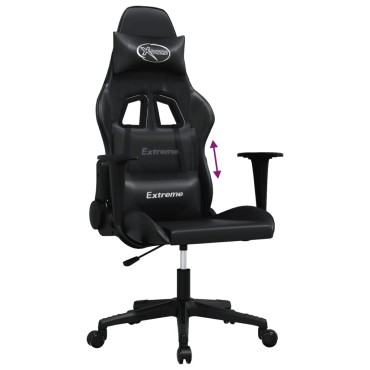 vidaXL Καρέκλα Gaming Μασάζ Μαύρη από Συνθετικό Δέρμα 66,5x61x(118-127,5)cm 1 τεμ.