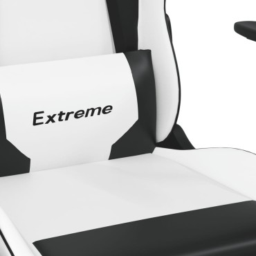 vidaXL Καρέκλα Gaming Μασάζ Λευκό/Μαύρο από Συνθετικό Δέρμα 66,5x61x(118-127,5)cm 1 τεμ.