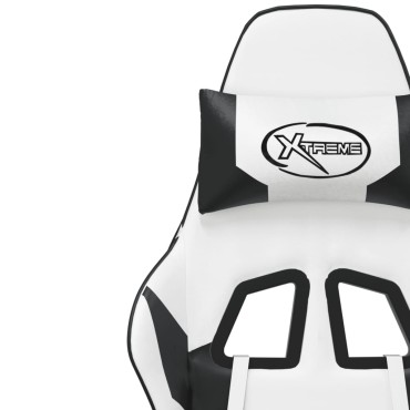 vidaXL Καρέκλα Gaming Μασάζ Λευκό/Μαύρο από Συνθετικό Δέρμα 66,5x61x(118-127,5)cm 1 τεμ.