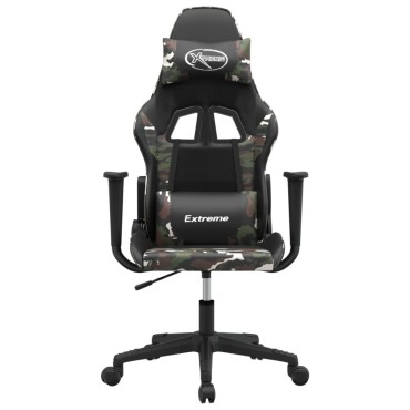 vidaXL Καρέκλα Gaming Μασάζ Μαύρο/Παραλλαγή από Συνθετικό Δέρμα 66,5x61x(118-127,5)cm 1 τεμ.