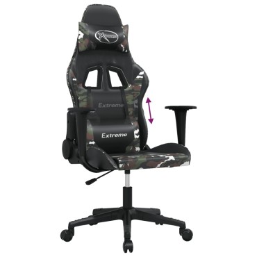 vidaXL Καρέκλα Gaming Μασάζ Μαύρο/Παραλλαγή από Συνθετικό Δέρμα 66,5x61x(118-127,5)cm 1 τεμ.