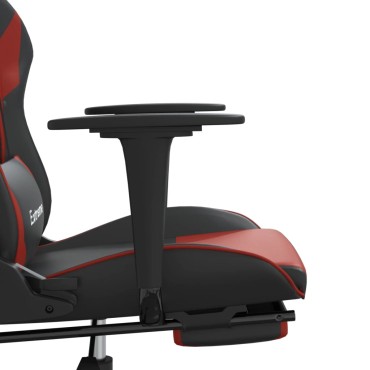 vidaXL Καρέκλα Gaming Μασάζ Υποπόδιο Μαύρο/Μπορντό από Συνθετικό Δέρμα 67x58x(118-128)cm 1 τεμ.