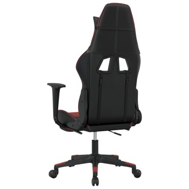 vidaXL Καρέκλα Gaming Μασάζ Υποπόδιο Μαύρο/Μπορντό από Συνθετικό Δέρμα 67x58x(118-128)cm 1 τεμ.