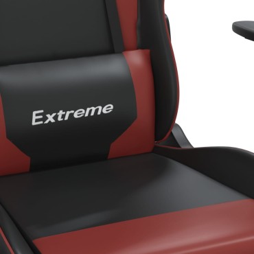 vidaXL Καρέκλα Gaming Μασάζ Υποπόδιο Μαύρο/Μπορντό από Συνθετικό Δέρμα 67x58x(118-128)cm 1 τεμ.