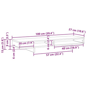 vidaXL Βάση Μόνιτορ Μαύρο 100 x 27 x 15 cm Επεξεργασμένο Ξύλο
