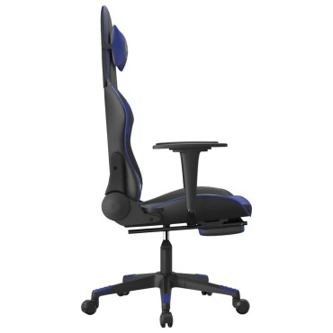 vidaXL Καρέκλα Gaming Μασάζ Υποπόδιο Μαύρο/μπλε από Συνθετικό Δέρμα 67x58x(118-128)cm 1 τεμ.