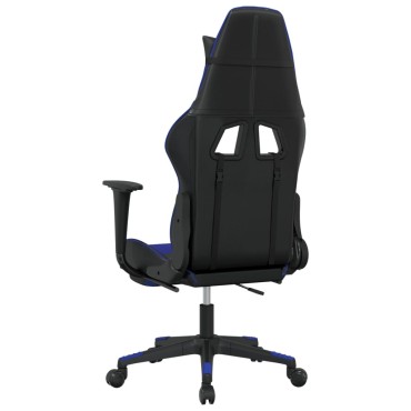 vidaXL Καρέκλα Gaming Μασάζ Υποπόδιο Μαύρο/μπλε από Συνθετικό Δέρμα 67x58x(118-128)cm 1 τεμ.