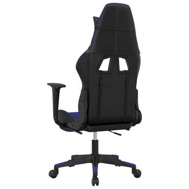 vidaXL Καρέκλα Gaming Μασάζ Υποπόδιο Μαύρο & Μπλε από Συνθετικό Δέρμα 67x58x(118-128)cm 1 τεμ.