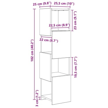 vidaXL Γωνιακό Ντουλάπι 25,5x25x102cm Επεξεργασμένο Ξύλο Καπνιστό Δρύς
