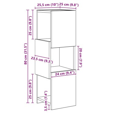 vidaXL Γωνιακό Ντουλάπι 25,5x25x80cm Επεξεργασμένο Ξύλο Παλιό ξύλο