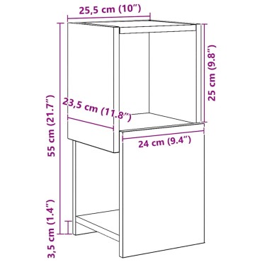 vidaXL Γωνιακό Ντουλάπι 25,5x25x55cm Επεξεργασμένο Ξύλο Παλιό ξύλο