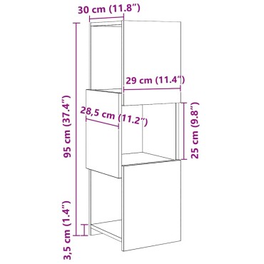 vidaXL Γωνιακό Ντουλάπι 30,5x30x95cm Επεξεργασμένο Ξύλο Παλιό ξύλο