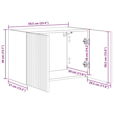 vidaXL Ντουλάπι Τηλεόρασης Τοίχου 59,5x31x40cm Επεξεργασμένο Ξύλο