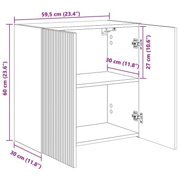 vidaXL Ντουλάπι Τηλεόρασης Τοίχου 59,5x31x60cm Μαύρο