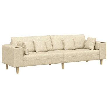 vidaXL Καναπές Κρεμ 250x77x76cm ύφασμα