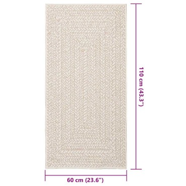 vidaXL Χαλί ZIZUR Κρεμ Όψη Γιούτας Εσωτ. & Εξωτ. Χώρου 60x110cm
