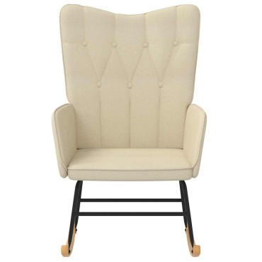 vidaXL Κουνιστή Πολυθρόνα Κρεμ Υφασμάτινη 61x78x98cm 1 τεμ.