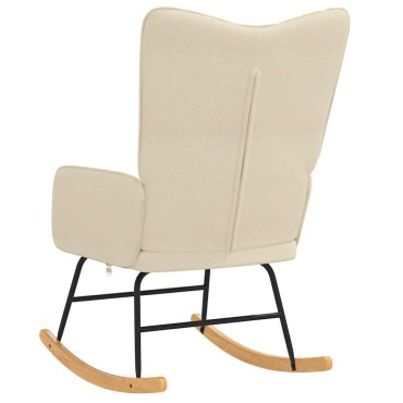 vidaXL Κουνιστή Πολυθρόνα Κρεμ Υφασμάτινη 61x78x98cm 1 τεμ.